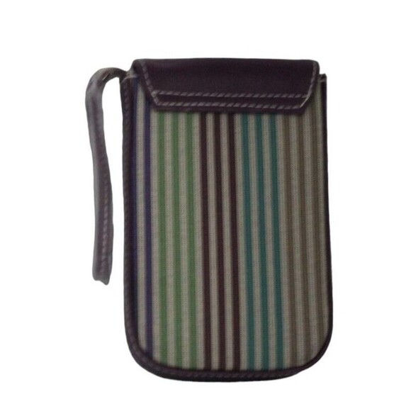 Womens Tote Canvas Large Handbag Purple Striped Fashion Bag With Wristlet NWOT - Picture 7 of 9